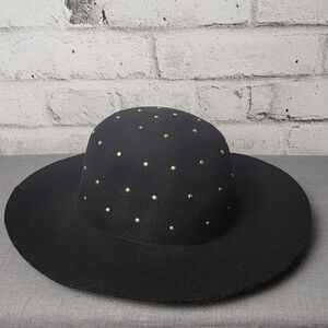 ALDO Black Wide Brim Hat In 100% Wool.